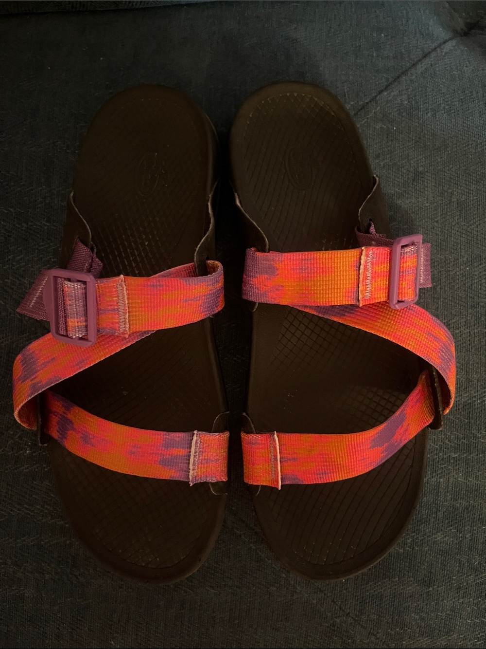 Chaco Women's Sandals with Pink-Orange Tie-Dye Straps